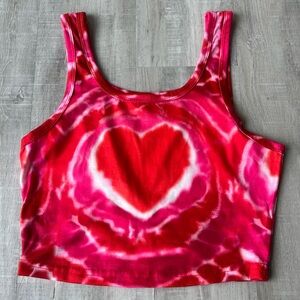 SHEIN Red Tie Dye Heart Tank Top Size Small US 4